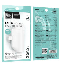 Power bank compatto Hoco J147 bianco con connettore lightning integrato 3000mAh 2A ricarica rapida, piccolo e tascabile 88gr Power bank compatto Hoco J147 bianco con connettore lightning integrato 3000mAh 2A ricarica rapida, piccolo e tascabile 88gr