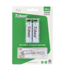 Batterie ricaricabili con presa type-c Tcbest 2pz stilo R6 (AA) 950 mAh cavo usb-a con 2 type-C,basta un cavo per ricaricarle Batterie ricaricabili con presa type-c Tcbest 2pz stilo R6 (AA) 950 mAh cavo usb-a con 2 type-C,basta un cavo per ricaricarle