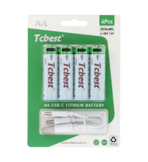 Batterie ricaricabili con presa type-c Tcbest 4pz stilo R6 (AA) 950 mAh cavo usb-a con 2 type-C,basta un cavo per ricaricarle Batterie ricaricabili con presa type-c Tcbest 4pz stilo R6 (AA) 950 mAh cavo usb-a con 2 type-C,basta un cavo per ricaricarle