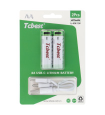 Batterie ricaricabili con presa type-c Tcbest 2pz stilo R6 (AA) 1100 mAh cavo usb-a con 2 type-C,basta un cavo per ricaricarle Batterie ricaricabili con presa type-c Tcbest 2pz stilo R6 (AA) 1100 mAh cavo usb-a con 2 type-C,basta un cavo per ricaricarle