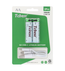 Batterie ricaricabili con presa type-c Tcbest 2pz stilo R6 (AA) 650 mAh cavo usb-a con 2 type-C,basta un cavo per ricaricarle Batterie ricaricabili con presa type-c Tcbest 2pz stilo R6 (AA) 650 mAh cavo usb-a con 2 type-C,basta un cavo per ricaricarle