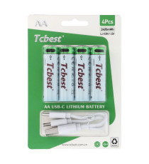 Batterie ricaricabili con presa type-c Tcbest 4pz stilo R6 (AA) 650 mAh cavo usb-a con 2 type-C,basta un cavo per ricaricarle Batterie ricaricabili con presa type-c Tcbest 4pz stilo R6 (AA) 650 mAh cavo usb-a con 2 type-C,basta un cavo per ricaricarle