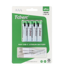 Batterie ricaricabili con presa type-c Tcbest 4pz mini stilo R3 (AAA) 180 mAh usb-a con 2 type-C,basta un cavo per ricaricarle Batterie ricaricabili con presa type-c Tcbest 4pz mini stilo R3 (AAA) 180 mAh usb-a con 2 type-C,basta un cavo per ricaricarle