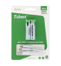 Batterie ricaricabili con presa type-c Tcbest 2pz mini stilo R3 (AAA) 220 mAh usb-a con 2 type-C,basta un cavo per ricaricarle Batterie ricaricabili con presa type-c Tcbest 2pz mini stilo R3 (AAA) 220 mAh usb-a con 2 type-C,basta un cavo per ricaricarle