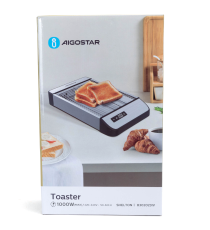 Tostapane a pannello piatto orizzontale 1000W Aigostar,6 regolazioni di tostatura,in acciaio inossidabile,pulsanti touch Tostapane a pannello piatto orizzontale 1000W Aigostar,6 regolazioni di tostatura,in acciaio inossidabile,pulsanti touch