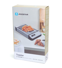 Tostapane a pannello piatto orizzontale 1000W Aigostar,6 regolazioni di tostatura,in acciaio inossidabile,pulsanti touch Tostapane a pannello piatto orizzontale 1000W Aigostar,6 regolazioni di tostatura,in acciaio inossidabile,pulsanti touch