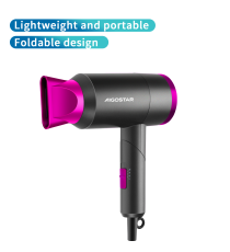 Asciugacapelli da viaggio Aigostar 1800W rosa/grigio,phon 2 velocita e 3 regolazioni di temperatura L190xW72xH235mm Asciugacapelli da viaggio Aigostar 1800W rosa/grigio,phon 2 velocita e 3 regolazioni di temperatura L190xW72xH235mm
