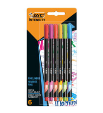 Fineliner Intensity - punta 0,8 mm - tratto 0,4 mm - colori assortiti Rainbow - Bic - astuccio 6 pezzi
