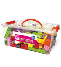 Mattoncini e accessori Midi da costruzione - in ABS - colori assortiti - CWR - bauletto da 188 pezzi