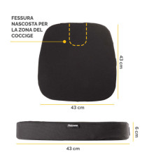 Cuscino Breyta Comfort - 6 x 43 x 43 cm - in tessuto - nero - Fellowes