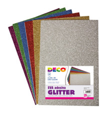 Gomma crepp glitter adesiva - 20 x 30 cm - colori assortiti - DECO - busta 10 fogli Gomma crepp glitter adesiva - 20 x 30 cm - colori assortiti - DECO - busta 10 fogli