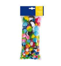 Pom-pon a strisce - 10-35 mm - colori assortiti - DECO - busta 100 pezzi Pom-pon a strisce - 10-35 mm - colori assortiti - DECO - busta 100 pezzi