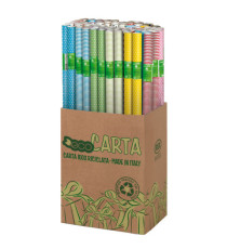 Rotolo carta regalo - 2 m x 70 cm - fantasie righe e pois - Rex Sadoch - espositore 50 pezzi Rotolo carta regalo - 2 m x 70 cm - fantasie righe e pois - Rex Sadoch - espositore 50 pezzi