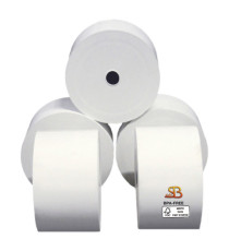 Rotolo per distributori self service - 57 mm x 130 m - diametro esterno 100 mm - anima 12 mm - 55 gr - carta termica BPA Rotolo per distributori self service - 57 mm x 130 m - diametro esterno 100 mm - anima 12 mm - 55 gr - carta termica BPA