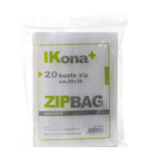 Sacchetti Zip - 30 x 45 cm - PE - trasparente - IKona+ - conf. 20 pezzi