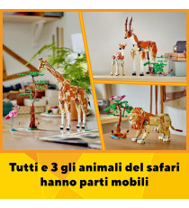Lego Creator 3 in 1 - Animali del safari - Lego 31150 Giraffa e Fenicottero in 2 Gazzelle o in Leone e Farfalla 780pz Anni 9+