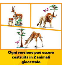 Lego Creator 3 in 1 - Animali del safari - Lego 31150 Giraffa e Fenicottero in 2 Gazzelle o in Leone e Farfalla 780pz Anni 9+