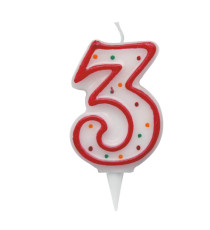 Candelina Zuccherino - numero 3 - H 8.5 cm - Big Party Candelina Zuccherino - numero 3 - H 8.5 cm - Big Party