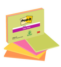 Blocco foglietti Post-it Super Sticky Meeting Notes - 6845-SSP - 203 x 152 mm - giallo/rosa neon - 45 fogli - Post-it