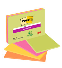 Blocco foglietti Post-it Super Sticky Meeting Notes - 6845-SSP - 203 x 152 mm - giallo/rosa neon - 45 fogli - Post-it