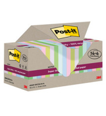 Blocco foglietti Post-it SuperSticky Green - SSCOL14+4 - 76 x 76 mm - carta riciclata - colori pastello assortiti - 70 f