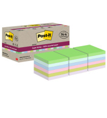 Blocco foglietti Post-it SuperSticky Green - SSCOL14+4 - 76 x 76 mm - carta riciclata - colori pastello assortiti - 70 f