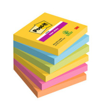 Blocco Post-it Super Sticky - 654-6SS-CARN - 76 x 76 mm - colori Carnival - 90 fogli - Post-it - conf- 6 pezzi