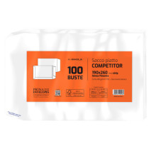 Busta a sacco Competitor FSC - strip adesivo - 19 x 26 cm - 80 gr - bianco - Pigna Envelopes - conf. 100 pezzi