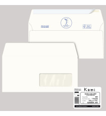 Busta a sacco Kami Strip - con finestra - 11 x 23 cm - 100 gr - carta riciclata FSC - bianco - Pigna Envelopes - conf. 5