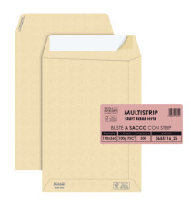 Busta a sacco Multi Strip - strip adesivo - 19 x 26 cm - 100 gr - carta riciclata FSC - avana - Pigna Envelopes - conf.