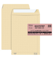 Busta a sacco Multi Strip - strip adesivo - 25 x 35,3 cm - 100 gr - carta riciclata FSC - avana - Pigna Envelopes - conf Busta a sacco Multi Strip - strip adesivo - 25 x 35,3 cm - 100 gr - carta riciclata FSC - avana - Pigna Envelopes - conf