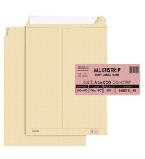 Busta a sacco Multi Strip - strip adesivo - 30 x 40 cm - 100 gr - carta riciclata FSC - avana - Pigna Envelopes - conf. Busta a sacco Multi Strip - strip adesivo - 30 x 40 cm - 100 gr - carta riciclata FSC - avana - Pigna Envelopes - conf.
