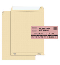 Busta a sacco Multi Strip - strip adesivo - 30 x 40 cm - 100 gr - carta riciclata FSC - avana - Pigna Envelopes - conf.