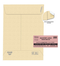 Busta a sacco Multi Strip Large - soffietti laterali - strip adesivo - 19 x 26 x 4 cm - 100 gr - carta riciclata FSC  - Busta a sacco Multi Strip Large - soffietti laterali - strip adesivo - 19 x 26 x 4 cm - 100 gr - carta riciclata FSC  -