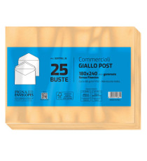 Busta Giallo Postale - gommata - 18 x 24 cm - 80 gr - carta riciclata FSC - giallo - Pigna Envelopes - conf. 25 pezzi