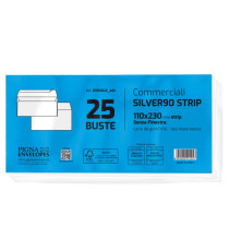 Busta SILVER90 STRIP FSC - bianca - internografata - senza finestra - 110 x 230 mm - 90 gr - Pigna Envelopes - conf. 25