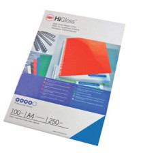 Copertine HiGloss per rilegatura - A4 - cartoncino lucido - blu - 250 gr - GBC - conf. 100 pezzi Copertine HiGloss per rilegatura - A4 - cartoncino lucido - blu - 250 gr - GBC - conf. 100 pezzi