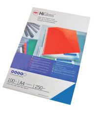 Copertine HiGloss per rilegatura - A4 - cartoncino lucido - blu - 250 gr - GBC - conf. 100 pezzi Copertine HiGloss per rilegatura - A4 - cartoncino lucido - blu - 250 gr - GBC - conf. 100 pezzi
