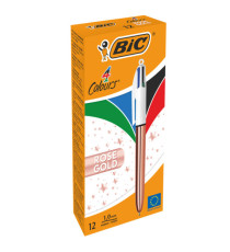 Penna a sfera a scatto 4 colori Rose - 1,0 mm - Bic - scatola 12 pezzi