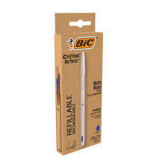 Penna sfera Cristal Re'New - con cappuccio - 1 mm - blu - Bic Penna sfera Cristal Re'New - con cappuccio - 1 mm - blu - Bic