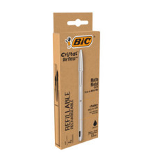Penna sfera Cristal Re'New - con cappuccio - 1 mm - nero - Bic Penna sfera Cristal Re'New - con cappuccio - 1 mm - nero - Bic