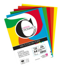 Risma carta Cromatica - A4 - 200 gr - colori assortiti forti - 100 fogli - CWR