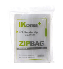 Sacchetti Zip - 10 x 20 cm - PE - trasparente - Ikona+ - conf. 20 pezzi Sacchetti Zip - 10 x 20 cm - PE - trasparente - Ikona+ - conf. 20 pezzi