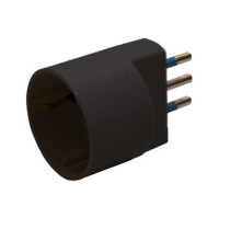 Adattatore semplice - spina 2P+T 16 A - presa schuko 16 A - nero - MKC Adattatore semplice - spina 2P+T 16 A - presa schuko 16 A - nero - MKC