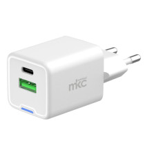 Caricabatteria rapido - 2 porte - USB-C e USB-A da 20W - MKC Caricabatteria rapido - 2 porte - USB-C e USB-A da 20W - MKC