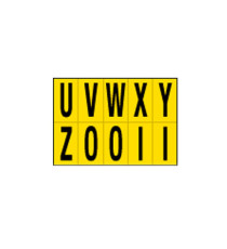 Lettere adesive da U a Z - in PVC - 56 x 99 mm - 10 et/fg - 1 foglio - nero/giallo Lettere adesive da U a Z - in PVC - 56 x 99 mm - 10 et/fg - 1 foglio - nero/giallo