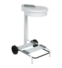 Carrello portasacco - 54,6x60xH94cm - con ruote - 110L - acciaio - bianco - Stilcasa Carrello portasacco - 54,6x60xH94cm - con ruote - 110L - acciaio - bianco - Stilcasa