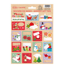 Foglio 18 segnapacchi adesivi - con stampa in oro - motivi natale - Rex Sadoch Foglio 18 segnapacchi adesivi - con stampa in oro - motivi natale - Rex Sadoch