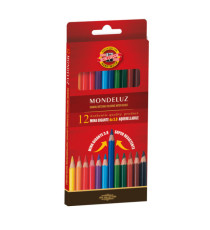 Matite colorate Mondeluz - acquerellabili - diametro mina 3,8 mm - colori assortiti - Koh.I.Noor - conf. 12 pezzi