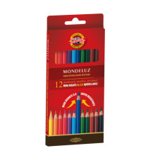 Matite colorate Mondeluz - acquerellabili - diametro mina 3,8 mm - colori assortiti - Koh.I.Noor - conf. 12 pezzi